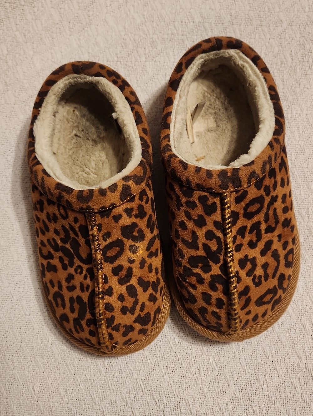 Unk Kids Leopard Print Footie Slippers - Brown & Black